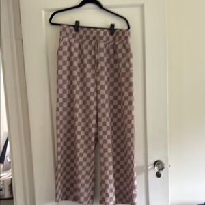 Albion Checkered wide leg pants in Cream and White
